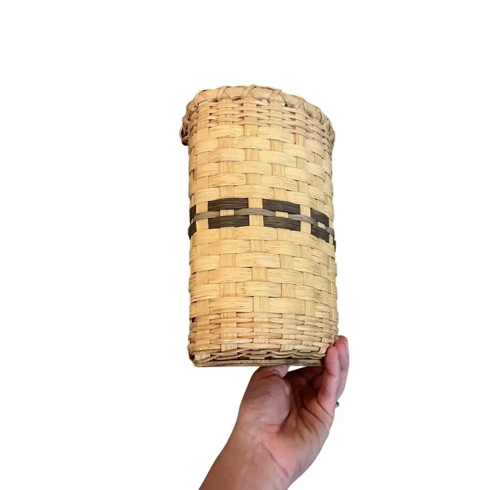 Handmade Wicker Basket Bag Holder Sara Miller Farmhouse County Rustic‎ Striped